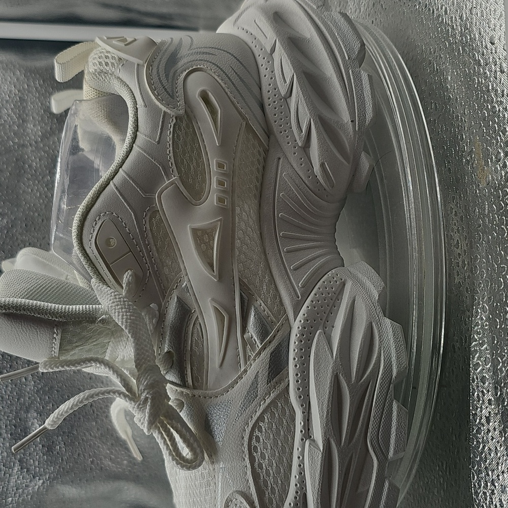 A Women Non Brand White Sneaker Tennis Athletic Shoes 10.5 - Picture 3 of 9